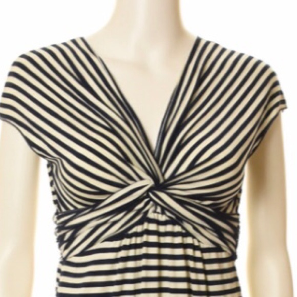 MAX STUDIO Cream and Black Striped Stretchy Dress - Picture 2 of 7